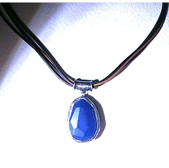 SILPADA Blue Jade Genuine Leather Sterling Silver Slide Pendant Necklace *SALE* - Picture 3 of 8